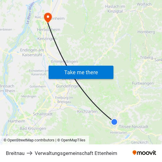 Breitnau to Verwaltungsgemeinschaft Ettenheim map