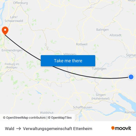 Wald to Verwaltungsgemeinschaft Ettenheim map