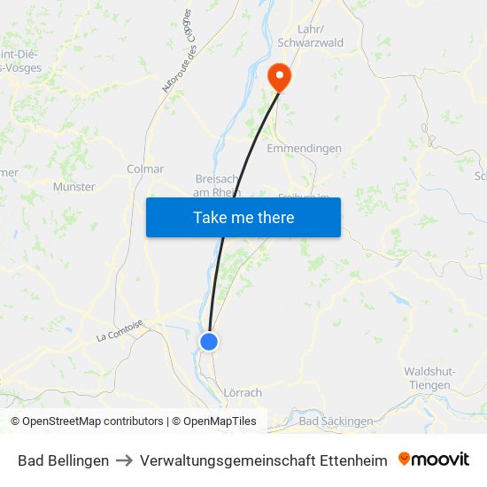 Bad Bellingen to Verwaltungsgemeinschaft Ettenheim map