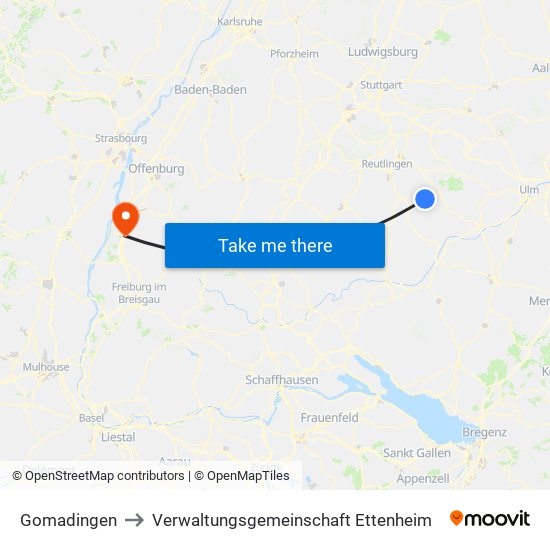 Gomadingen to Verwaltungsgemeinschaft Ettenheim map