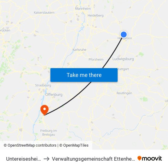 Untereisesheim to Verwaltungsgemeinschaft Ettenheim map