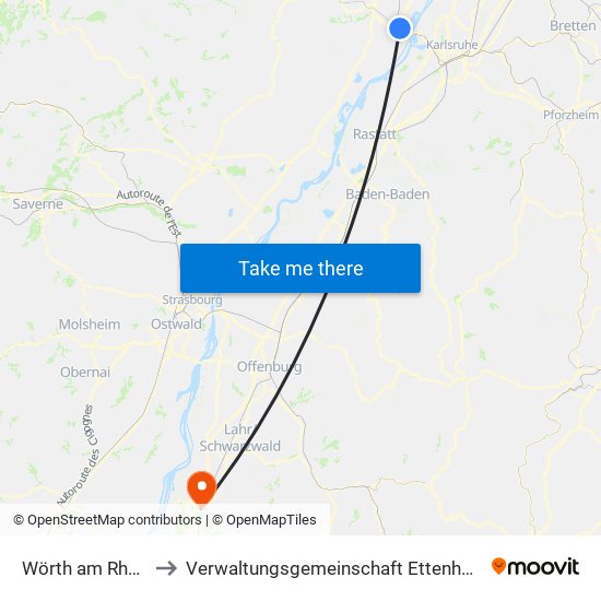 Wörth am Rhein to Verwaltungsgemeinschaft Ettenheim map