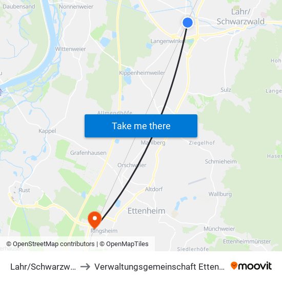 Lahr/Schwarzwald to Verwaltungsgemeinschaft Ettenheim map