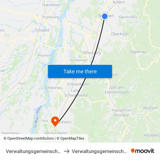 Verwaltungsgemeinschaft Oberkirch to Verwaltungsgemeinschaft Ettenheim map