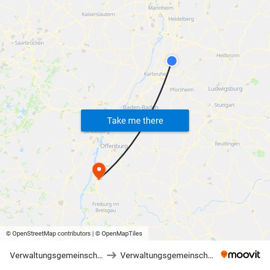 Verwaltungsgemeinschaft Bruchsal to Verwaltungsgemeinschaft Ettenheim map