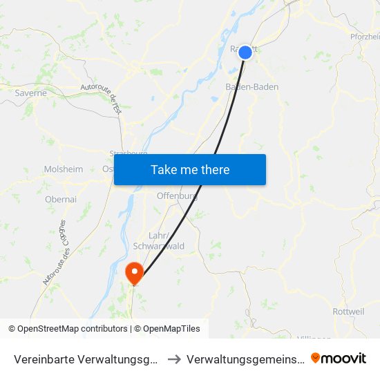 Vereinbarte Verwaltungsgemeinschaft Rastatt to Verwaltungsgemeinschaft Ettenheim map