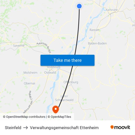 Steinfeld to Verwaltungsgemeinschaft Ettenheim map