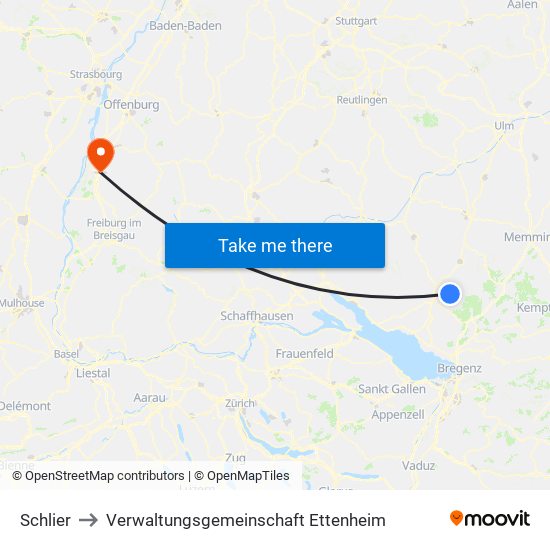 Schlier to Verwaltungsgemeinschaft Ettenheim map