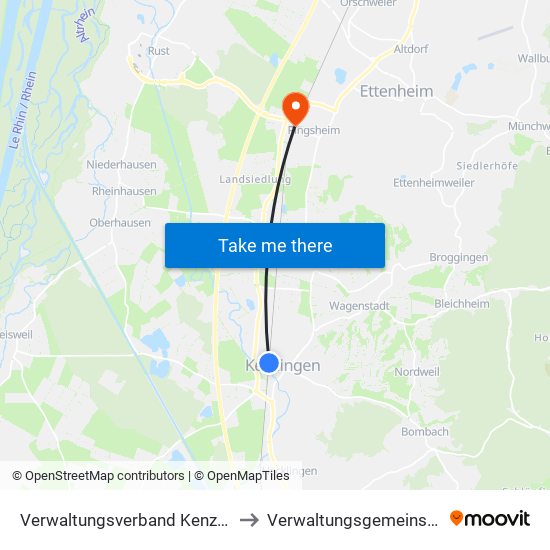 Verwaltungsverband Kenzingen-Herbolzheim to Verwaltungsgemeinschaft Ettenheim map