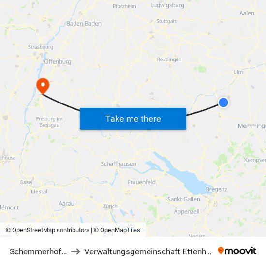 Schemmerhofen to Verwaltungsgemeinschaft Ettenheim map