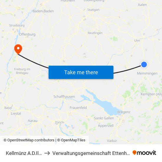 Kellmünz A.D.Iller to Verwaltungsgemeinschaft Ettenheim map