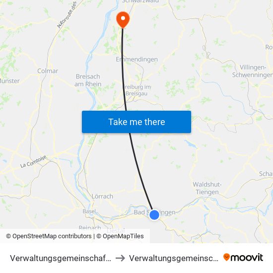 Verwaltungsgemeinschaft Bad Säckingen to Verwaltungsgemeinschaft Ettenheim map