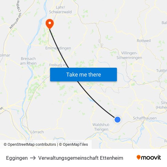 Eggingen to Verwaltungsgemeinschaft Ettenheim map