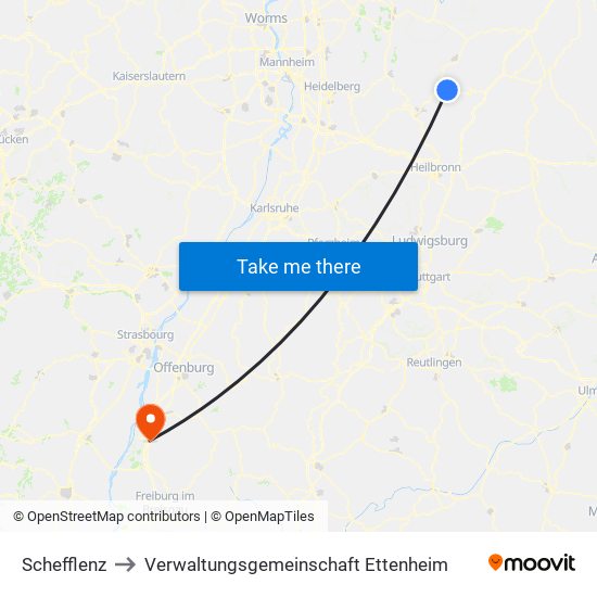 Schefflenz to Verwaltungsgemeinschaft Ettenheim map