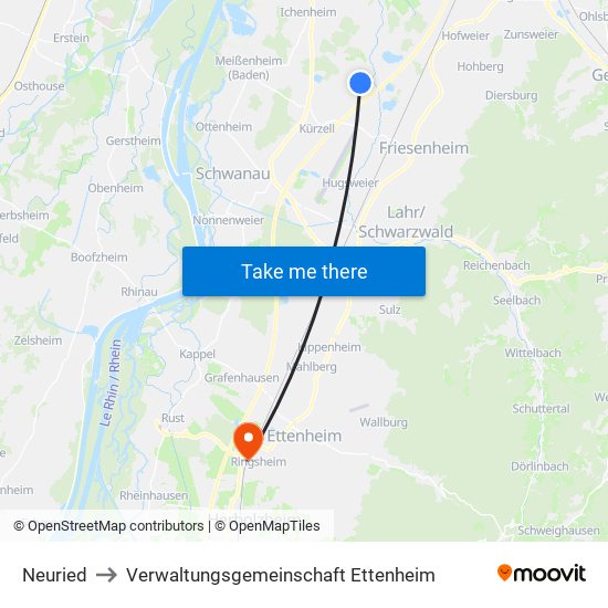 Neuried to Verwaltungsgemeinschaft Ettenheim map