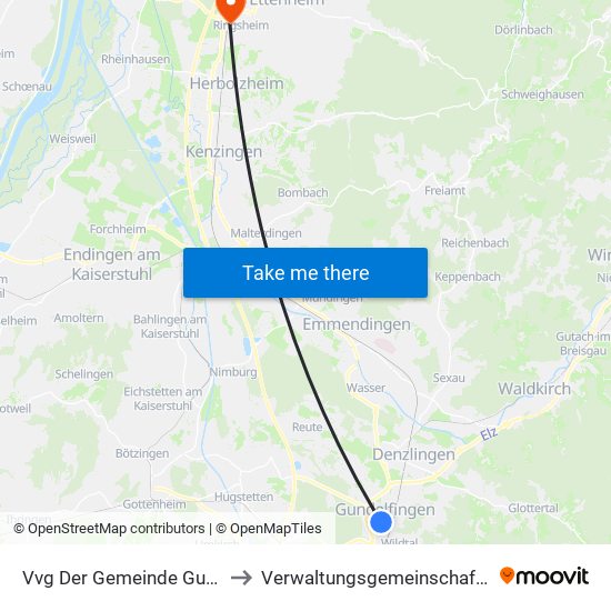 Vvg Der Gemeinde Gundelfingen to Verwaltungsgemeinschaft Ettenheim map