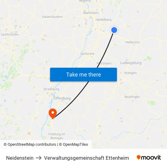 Neidenstein to Verwaltungsgemeinschaft Ettenheim map