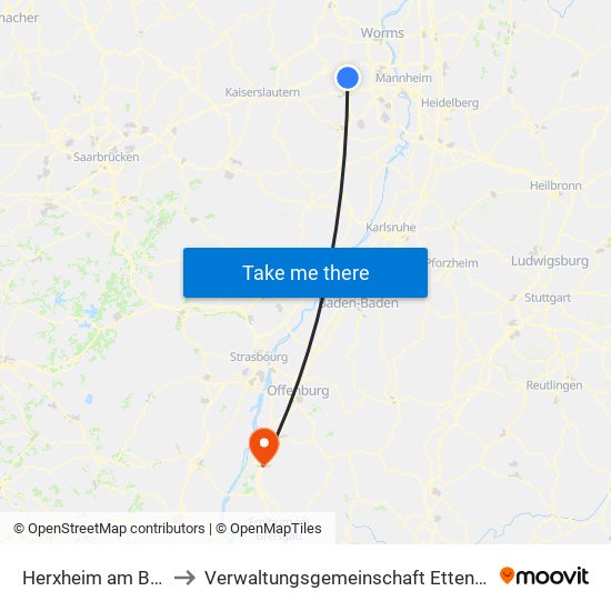 Herxheim am Berg to Verwaltungsgemeinschaft Ettenheim map