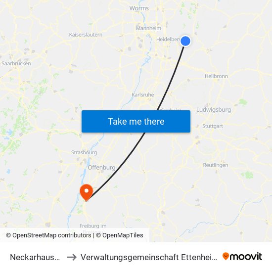 Neckarhausen to Verwaltungsgemeinschaft Ettenheim map