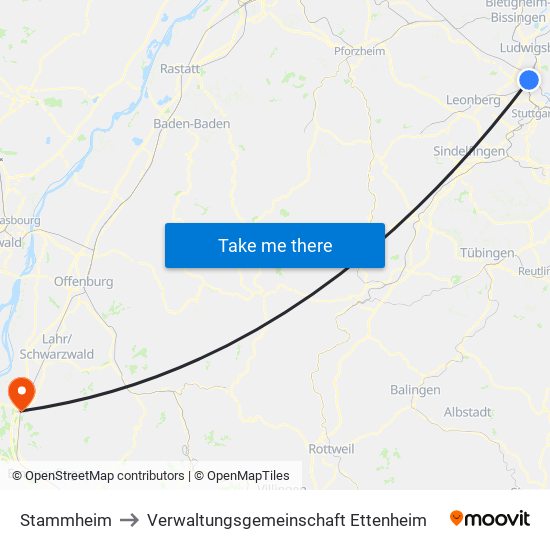 Stammheim to Verwaltungsgemeinschaft Ettenheim map