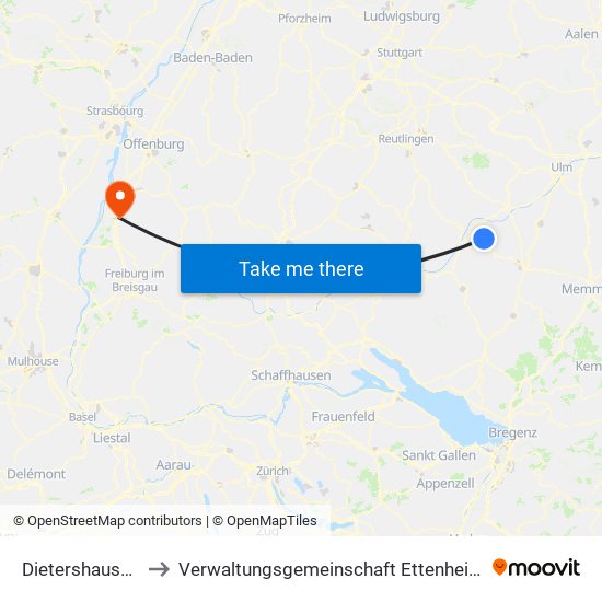 Dietershausen to Verwaltungsgemeinschaft Ettenheim map
