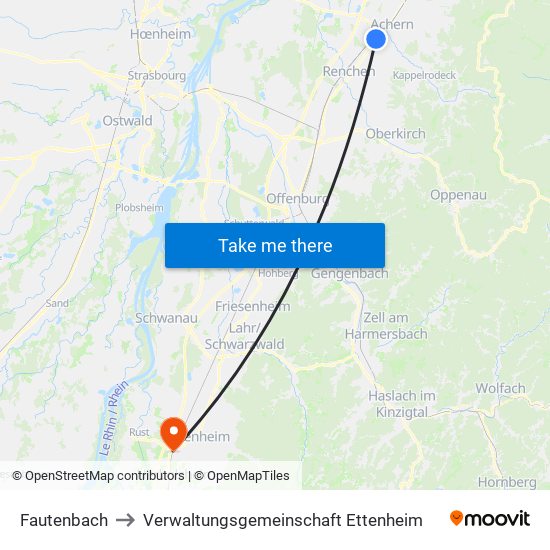 Fautenbach to Verwaltungsgemeinschaft Ettenheim map