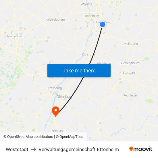 Weststadt to Verwaltungsgemeinschaft Ettenheim map