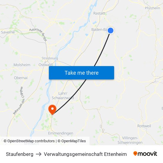 Staufenberg to Verwaltungsgemeinschaft Ettenheim map