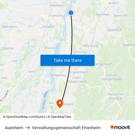 Auenheim to Verwaltungsgemeinschaft Ettenheim map