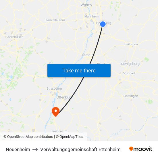 Neuenheim to Verwaltungsgemeinschaft Ettenheim map
