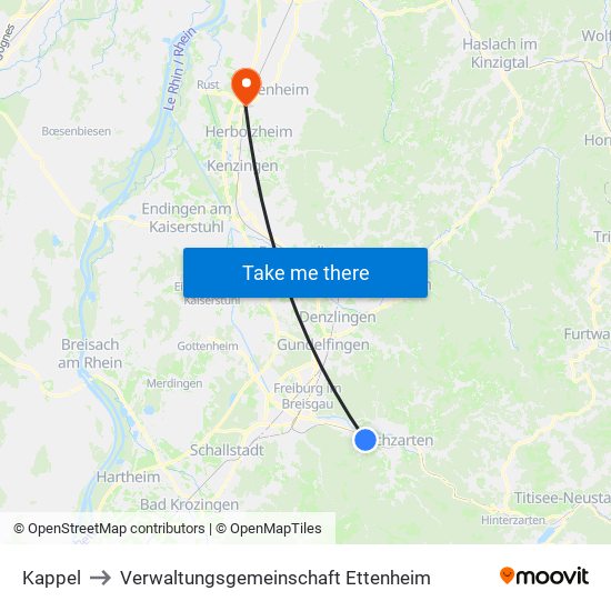 Kappel to Verwaltungsgemeinschaft Ettenheim map