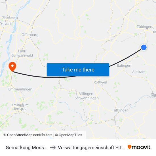 Gemarkung Mössingen to Verwaltungsgemeinschaft Ettenheim map