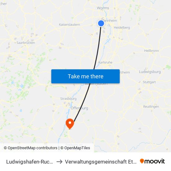 Ludwigshafen-Ruchheim to Verwaltungsgemeinschaft Ettenheim map