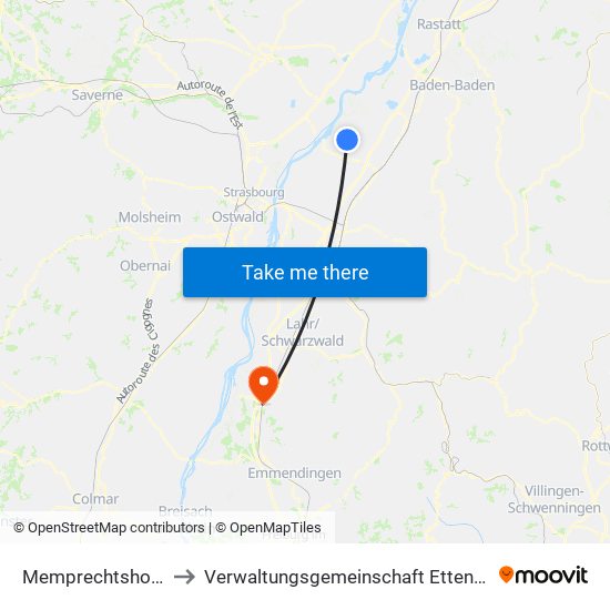 Memprechtshofen to Verwaltungsgemeinschaft Ettenheim map