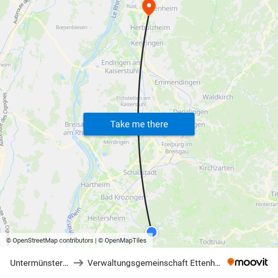 Untermünstertal to Verwaltungsgemeinschaft Ettenheim map