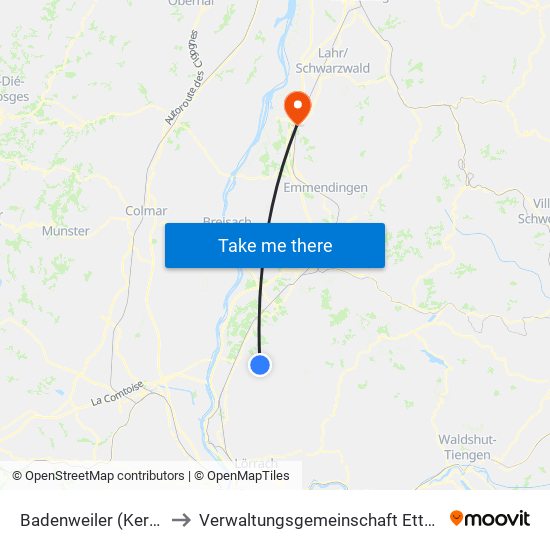 Badenweiler (Kernort) to Verwaltungsgemeinschaft Ettenheim map