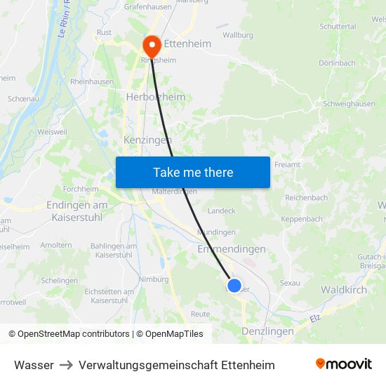 Wasser to Verwaltungsgemeinschaft Ettenheim map