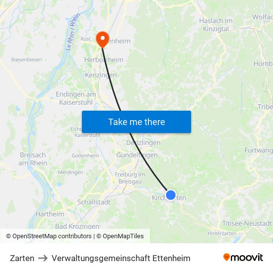 Zarten to Verwaltungsgemeinschaft Ettenheim map