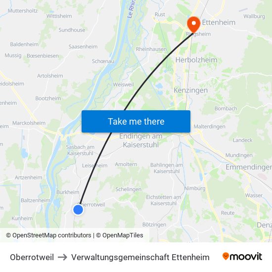 Oberrotweil to Verwaltungsgemeinschaft Ettenheim map