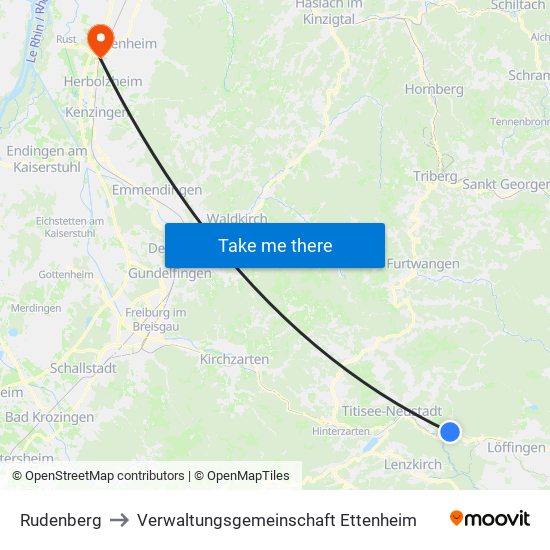 Rudenberg to Verwaltungsgemeinschaft Ettenheim map