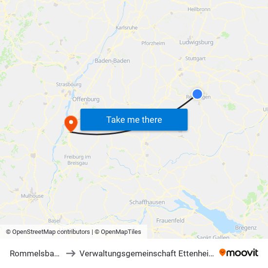 Rommelsbach to Verwaltungsgemeinschaft Ettenheim map