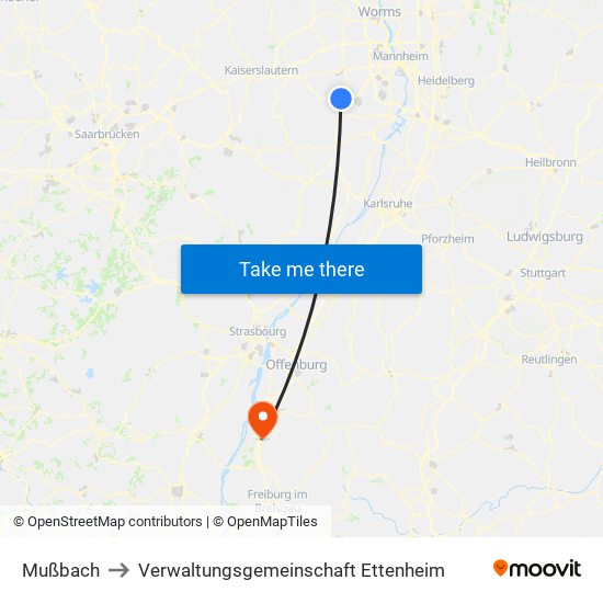 Mußbach to Verwaltungsgemeinschaft Ettenheim map