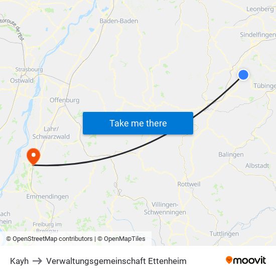 Kayh to Verwaltungsgemeinschaft Ettenheim map