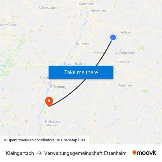 Kleingartach to Verwaltungsgemeinschaft Ettenheim map