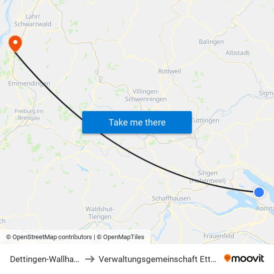 Dettingen-Wallhausen to Verwaltungsgemeinschaft Ettenheim map