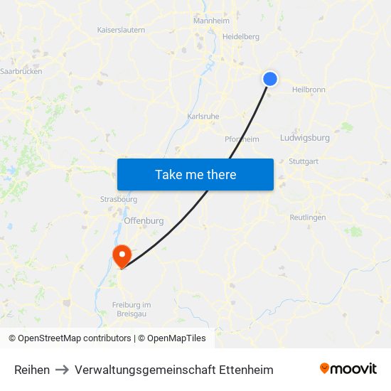 Reihen to Verwaltungsgemeinschaft Ettenheim map