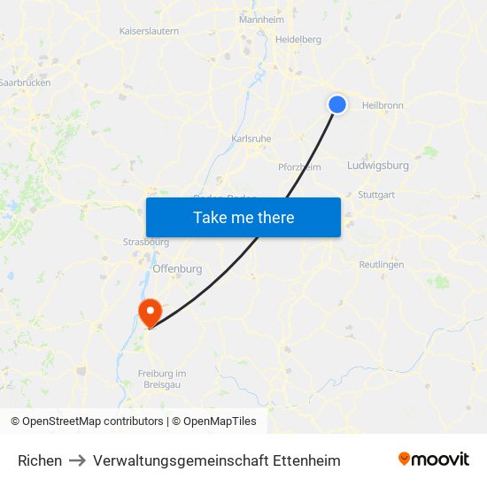 Richen to Verwaltungsgemeinschaft Ettenheim map