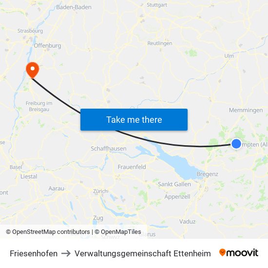 Friesenhofen to Verwaltungsgemeinschaft Ettenheim map