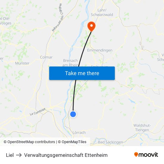 Liel to Verwaltungsgemeinschaft Ettenheim map