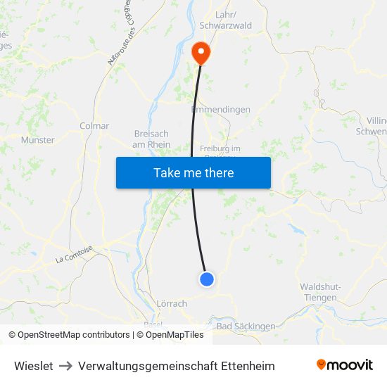 Wieslet to Verwaltungsgemeinschaft Ettenheim map